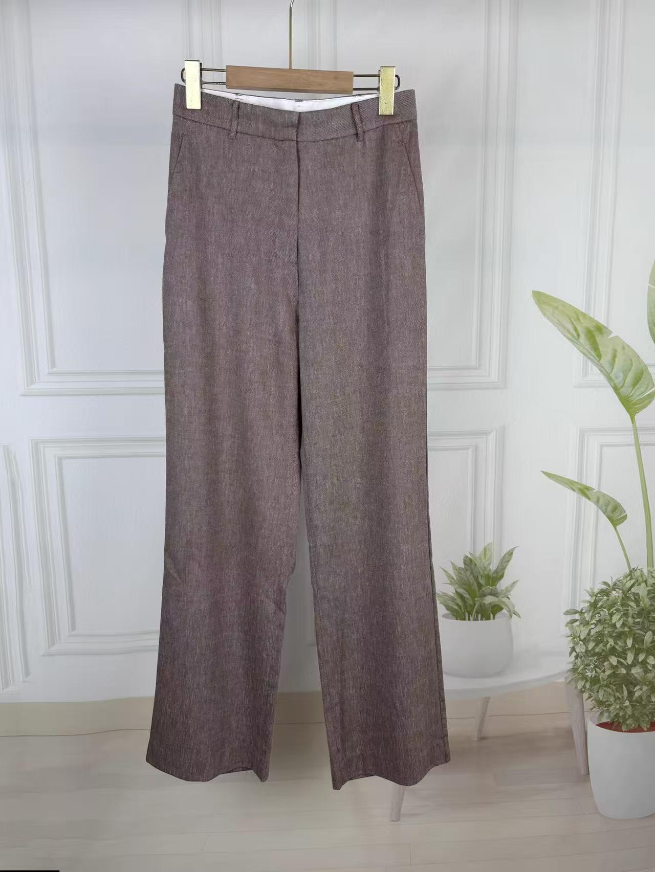 

Nanyou Max25 Осенний костюм из смесовой льняной шерсти в стиле old money для деловых поездок: Куртка + Брюки прямого кроя Size 40