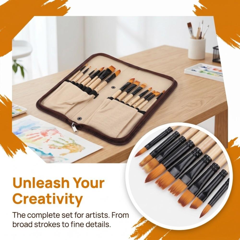 14PCS Tough Fiber Texture Multi-tip Nylon Brush Set Watercolor Paint Brushes Acrylic Artwork Making
