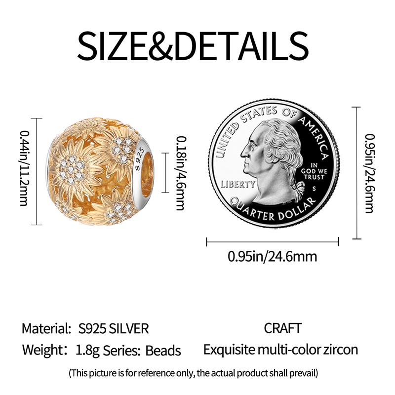Charms Copper Golden Sunflowers Charms Fit Original Charms Bracelets Necklace Beads Diy Jewerlry Accessories