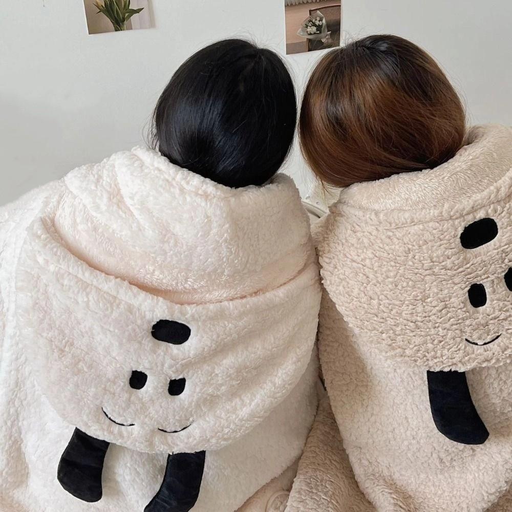 Soft Bear Hooded Blanket Fleece Material Blanket Shawl Winter Wearable Blanket  Living Room