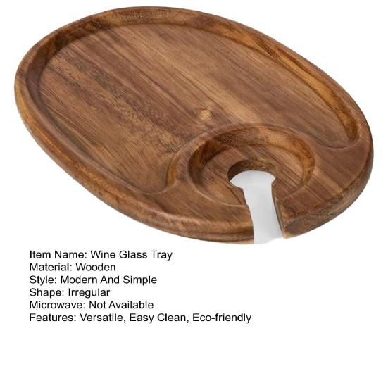 Wine Glass Serving Tray Oval Platter for Parties Dining Wooden Rustic Elegant Charcuterie Serving Board for Cheese Fruit Steak