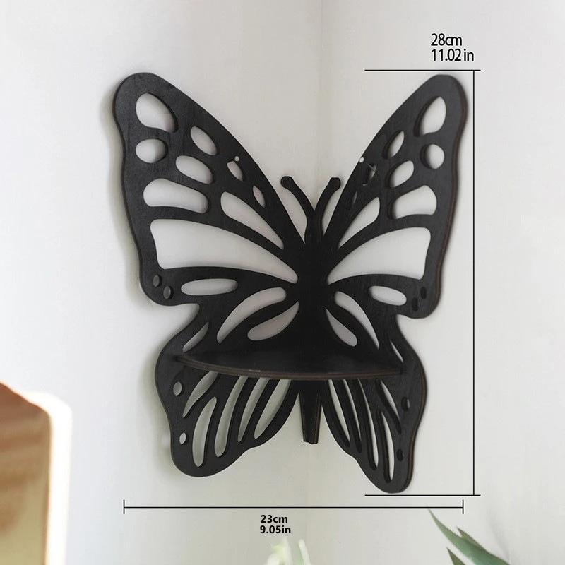 Butterfly Floating Wall Shelf Crystal Shelf Lotus Display Room Ornaments Modern Home Decoration Rack Home Wood Decor Aesthetic