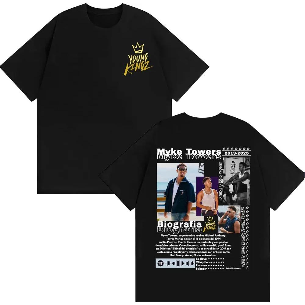 

Rapper Myke Towers Music Album Cover T Shirt Men s Clothing Harajuku High Street Oversized T-shirts O-Neck Cotton T-shirt S
