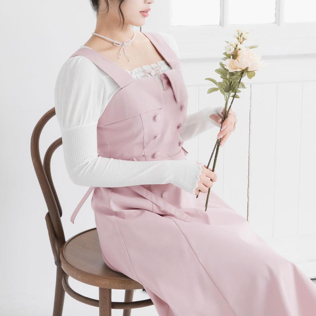 [Yumetembo] Jumper Skirt, Trench-Style Jumper Skirt Dress, Blue Gray