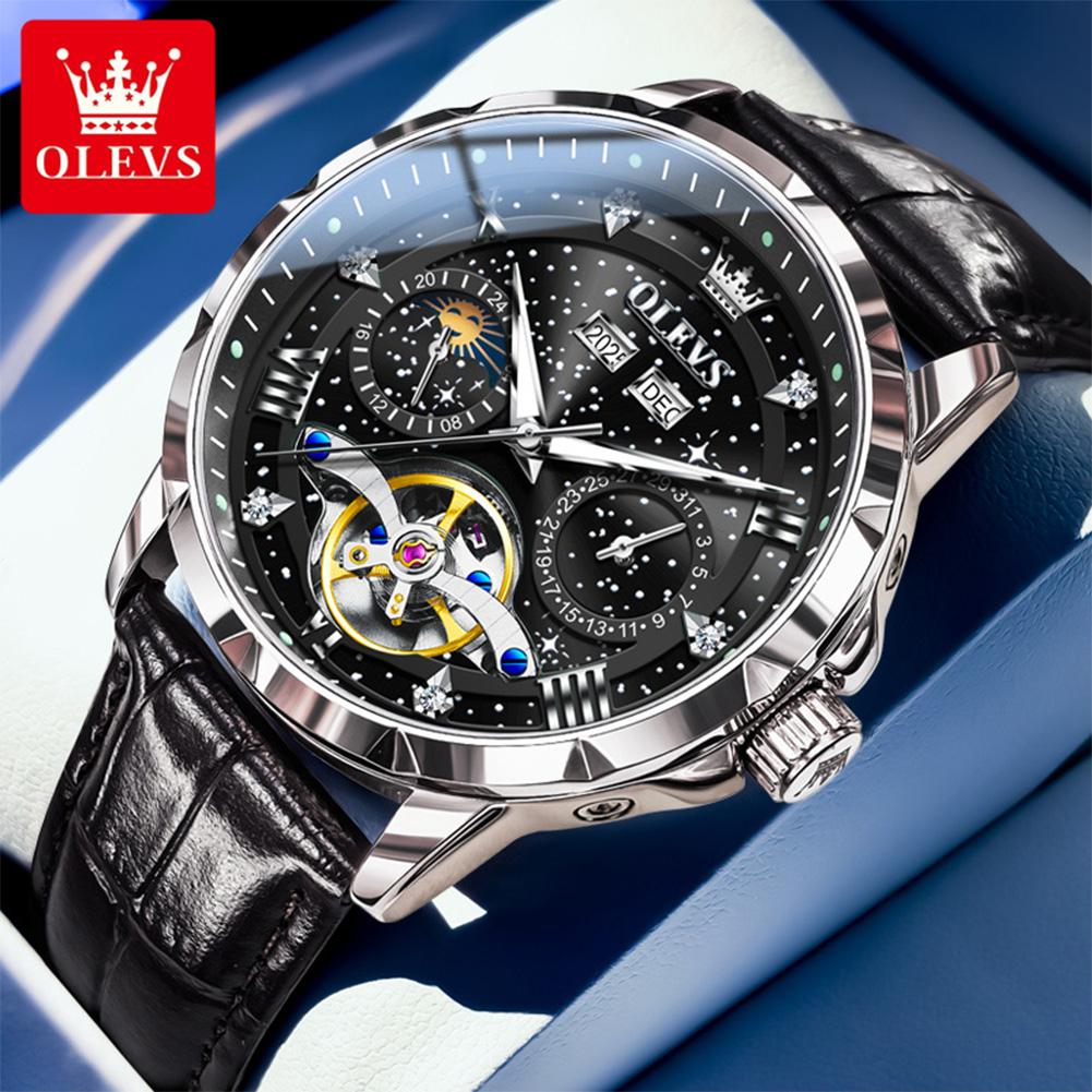 OLEVS brand multifunctional luminous starry sky flywheel fully automatic mechanical watch men's watch 6690