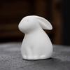 Rabbit Sculpture Realistic Decorative Smooth Surface Cute Little Bunny Figurine Ceramic Tea Pet Ornament Home Decor