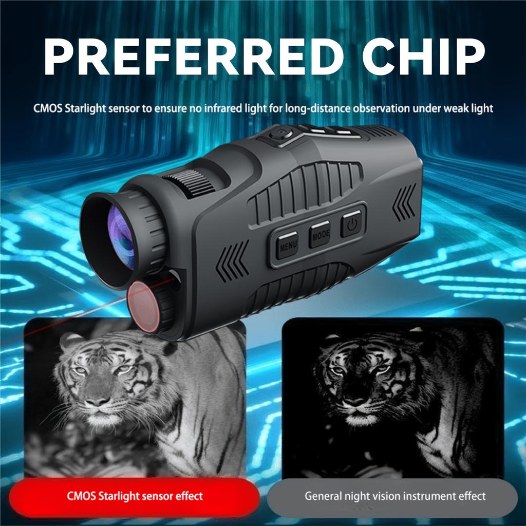 All-Black Stealth Vision pentru aventuri în aer liber Fotografie HD Video Zoom digital Reîncărcabil Perfect pentru vânătoare, camping, observarea vieții sălbatice