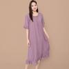 1011 spring and summer new oil painting style nightdress women's cotton and silk loose large size ruffle edge short-sleeved loungewear dress