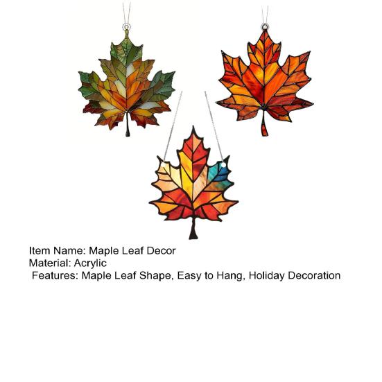 Lønneblad Solfanger Hengende Dekorasjon Thanksgiving Dag Høst Farget Glass 2D Flat Akrylglass Vindu Vegghengende Skilt Ornament