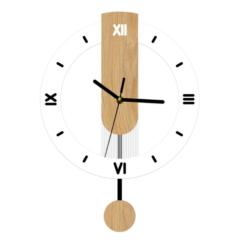 

Minimalists Wood Grains Wall Clock Quiet Mechanism Acrylic Clear Roman/Arabic Number Swing Clock Home Office Decors