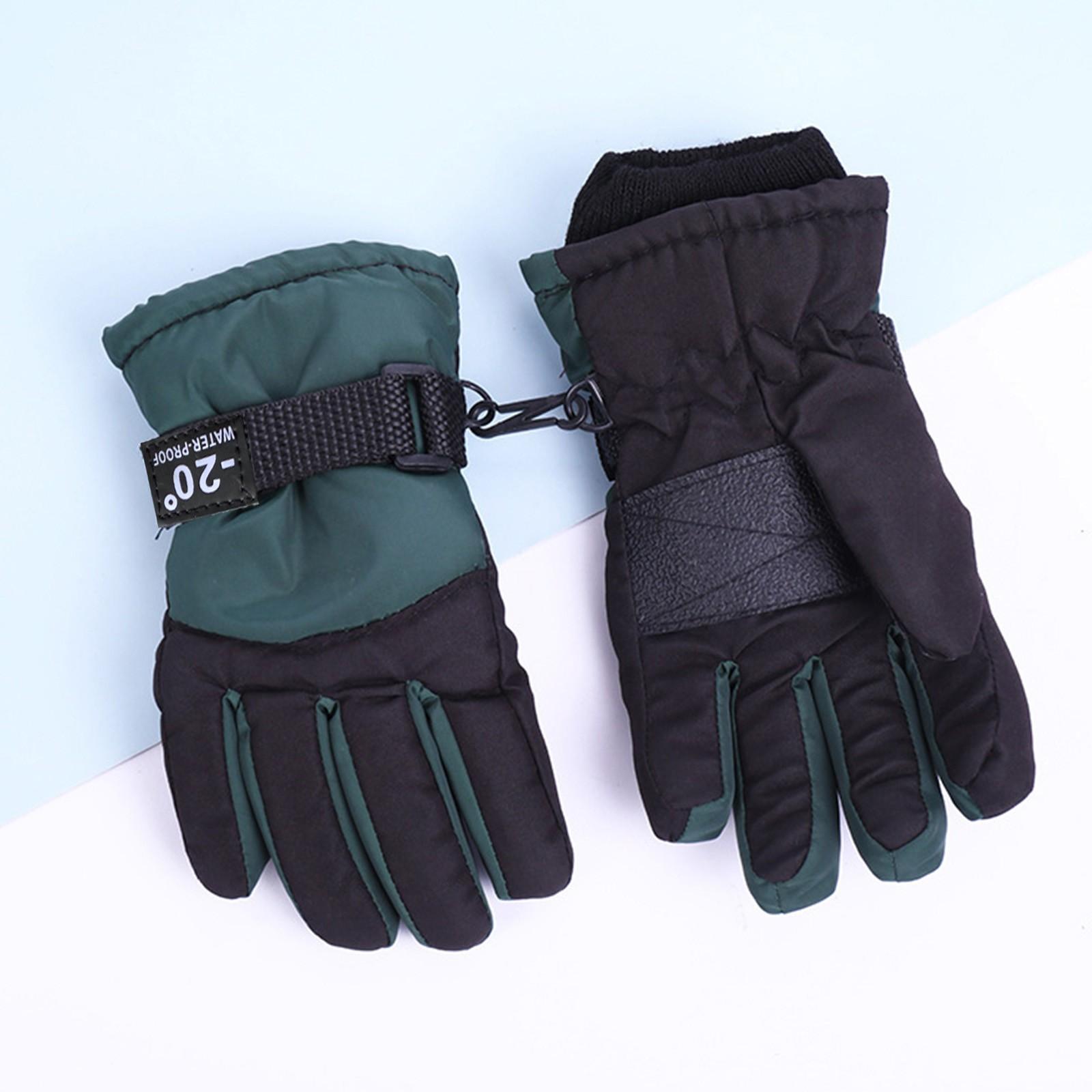 

Зимние уличные детские катание на коньках, сноуборде, ветрозащитные теплые лыжные перчатки 9x20cm зелёный