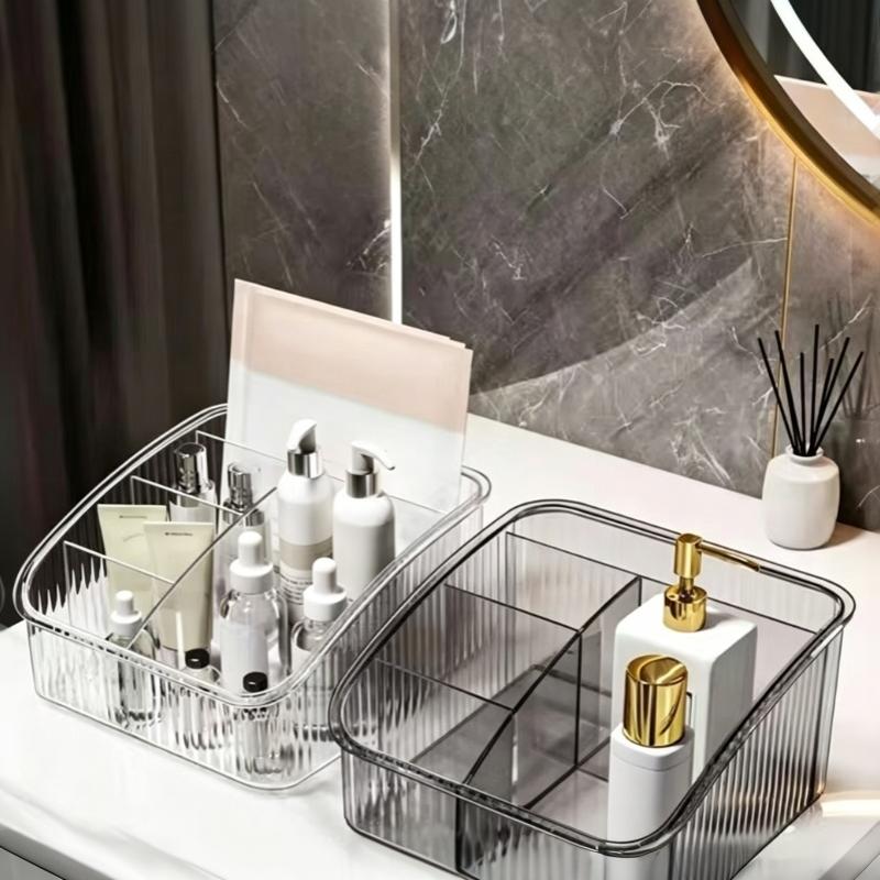 5 Grid Clear Trapezoidal Desktop Storage Box Waterproof Plastic Organizer for Dressing Table Nail Polish Holder Storage
