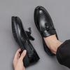 British Large Size Fringed Lazy Person One-pedal Loafers Men's Business Casual Leather Shoes Driving Shoes Youth Shoes