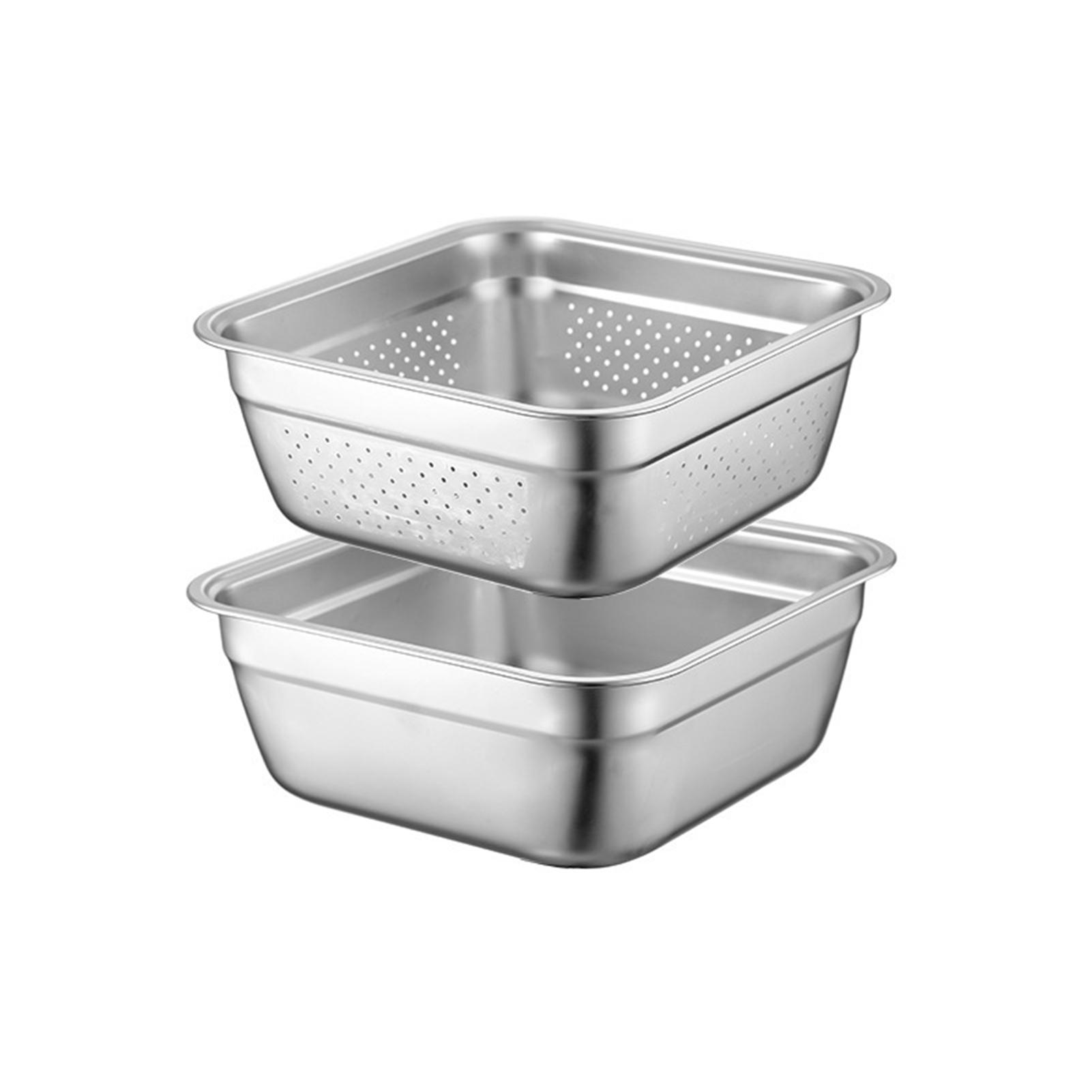 

2 шт./набор Миска для мытья посуды из нержавеющей стали Набор для процеживания и слива риса Кухонные миски для раковин 32cm