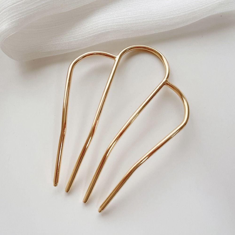 Woven Hair Artifact Ancient Style Headwear Korean Style Headwear Metal Hair Sticks U-Shape Hairpin