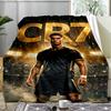 שמיכת פלנל כוכב כדורגל לוגו זהב CR7, שמיכת פינוק חמה ונעימה לעיצוב הבית, מתנה לאוהד כדורגל