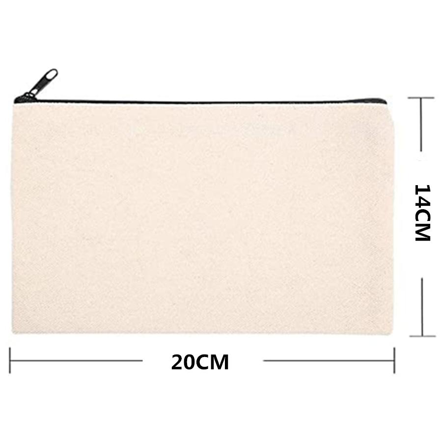 Custom Logo Eco-Friendly Zippered Pouch Travel for Cotton Canvas Cosmetic Makeup Bag Pen Case Storage Fashion Large