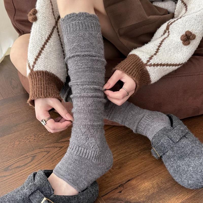 Foot Sock Pile Socks with Matching Boots, Long Stockings, Retro Openwork Lace Stockings, Calf Socks, Children's Woolen Socks