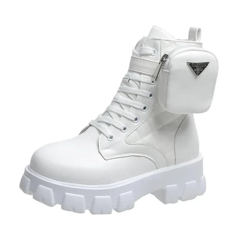 Fashion Women Platform High Top Fashion Boots Side Zipper Lace-up Versatile Warm Women Boots New In Women's Boots Mujer