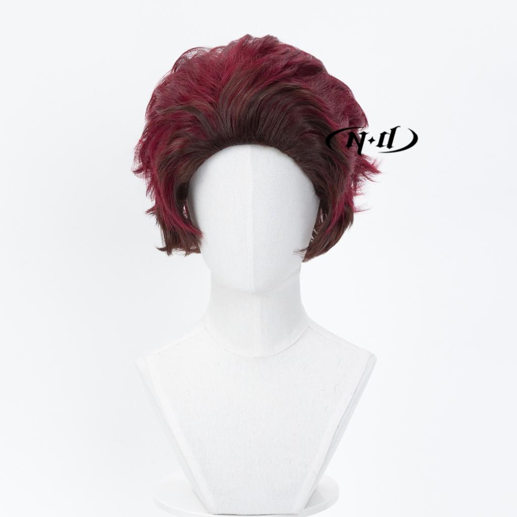 Parrucca Cosplay Capelli Capelli per Kamado Tanjiro Marca ND per Comic-con Cosplayer Costume di Halloween Festa