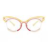 Rhaegal Colorful Metal Frame Cat Eye Blue Light Blocking Glasses Woman Stylish Design Plano Lenses Cosmetic Glasses