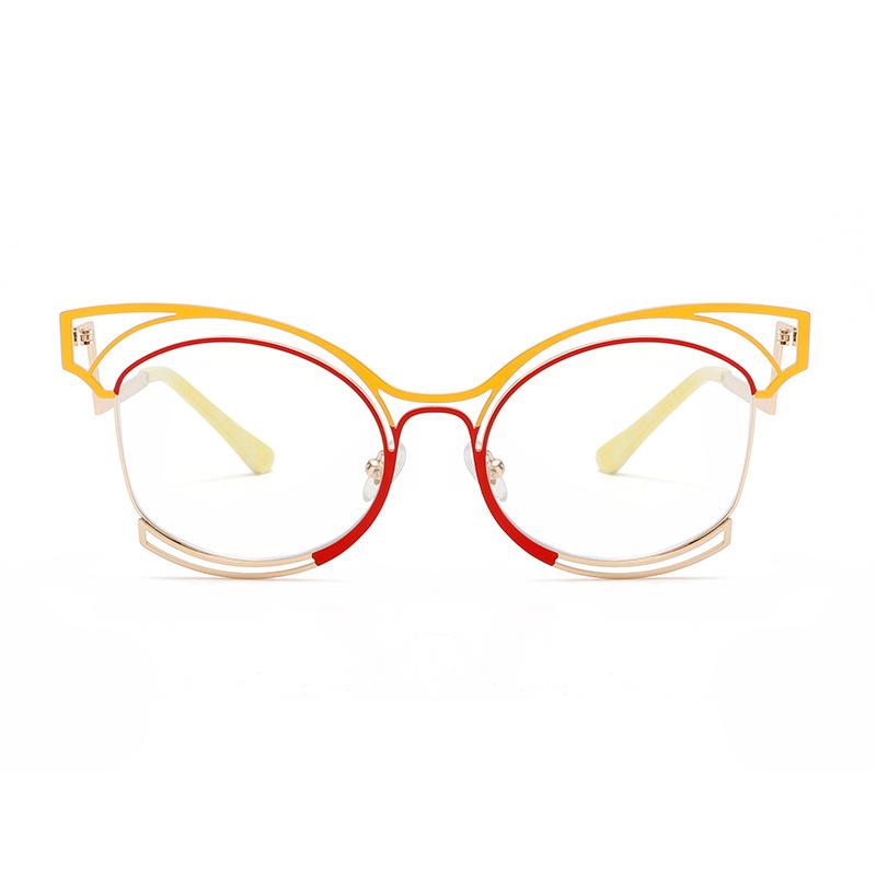 Rhaegal Monture Métallique Colorée Œil de Chat Lunettes Bloquant la Lumière Bleue Femme Design Élégant Verres Plans Lunettes Cosmétiques