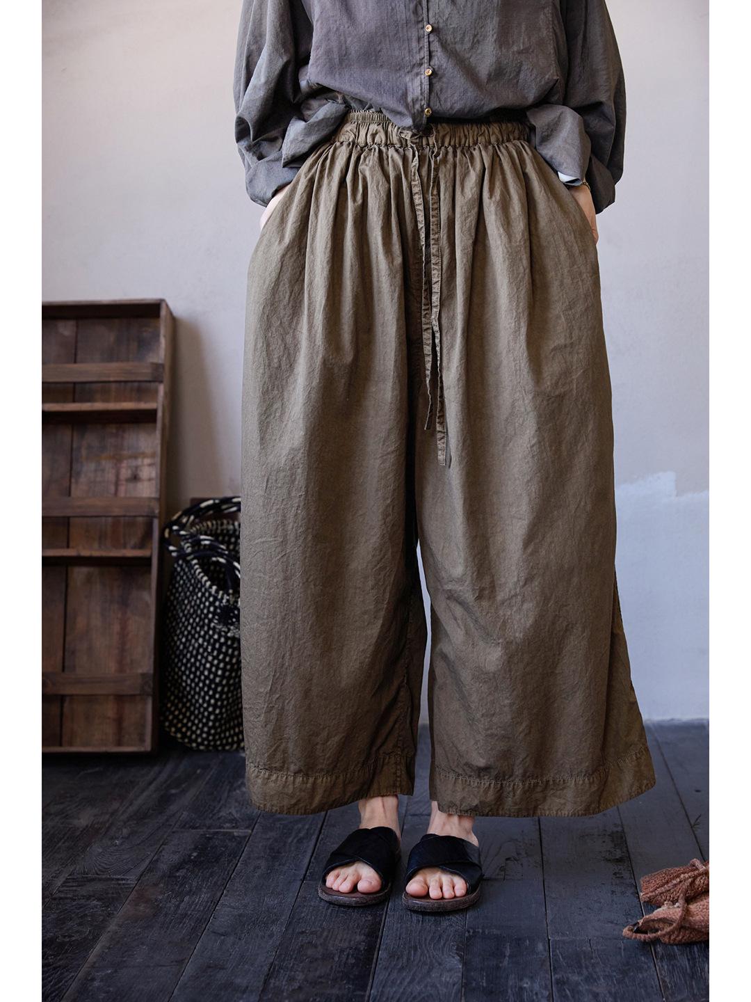 Artistic Retro Plus Size Wide-Leg Summer Trousers M