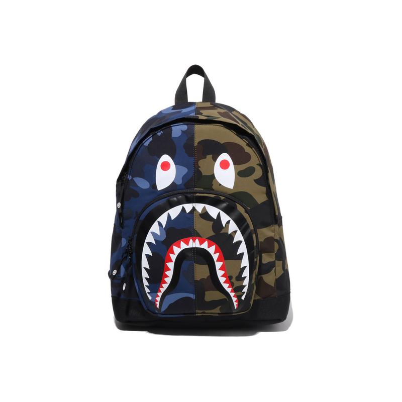 

A Bathing Ape Рюкзак зі splicing-камуфляжем та принтом акули Дитячий рюкзак Темно-синій Фіолетовий 0ZXBGK001893Q Purple
