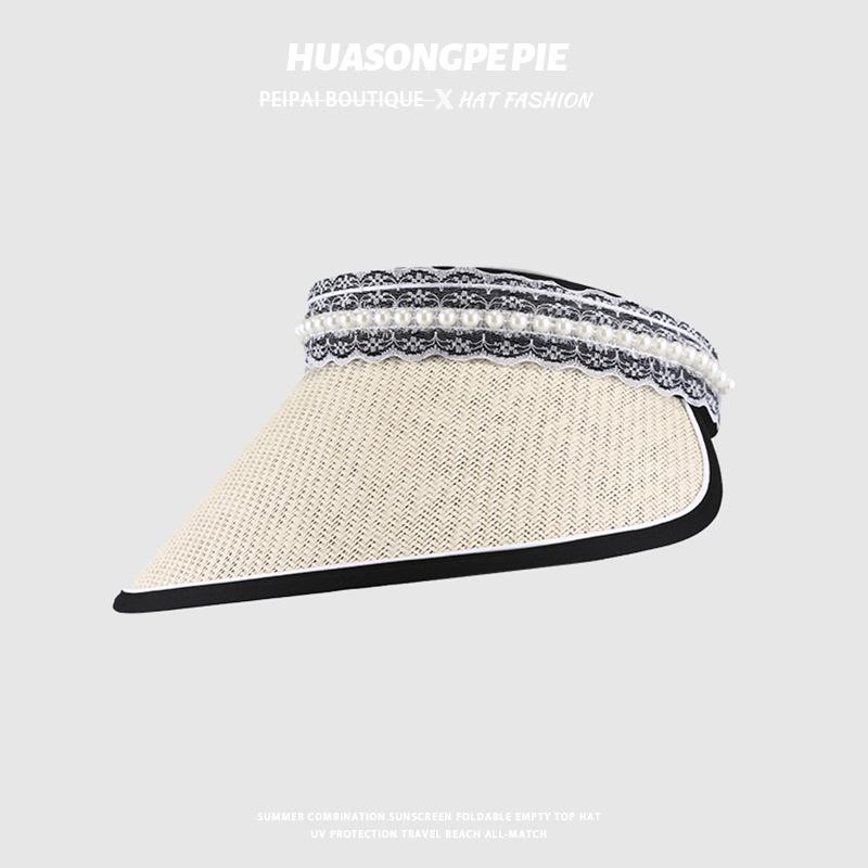 Versatile Hat Vinyl Widened Brim Empty Top Hat Women's Summer UV Protection Foldable Sun Hat Sun Hat