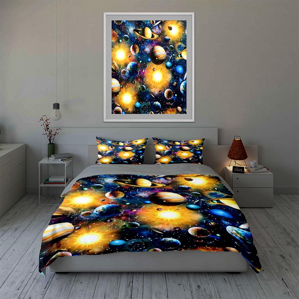Planets and Stars. Bedding Duvet Cover Sets Duvet Covers Pillowcases Gifts (1 * Duvet Cover 2 * Pillowcases, Without Duvet Insert)