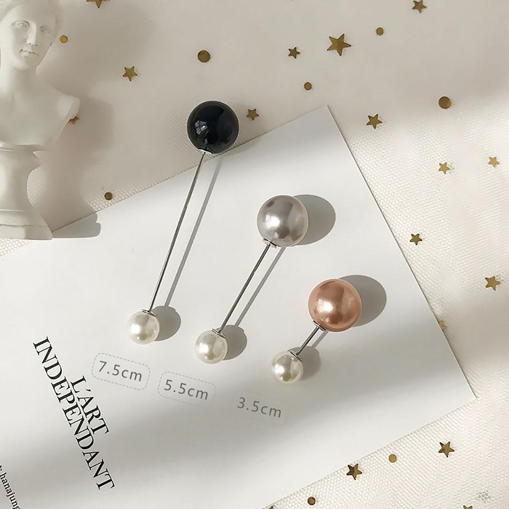 Fashion Prevent Wardrobe Malfunction Pearl Bead Diamante Brooch Collar Pin Set