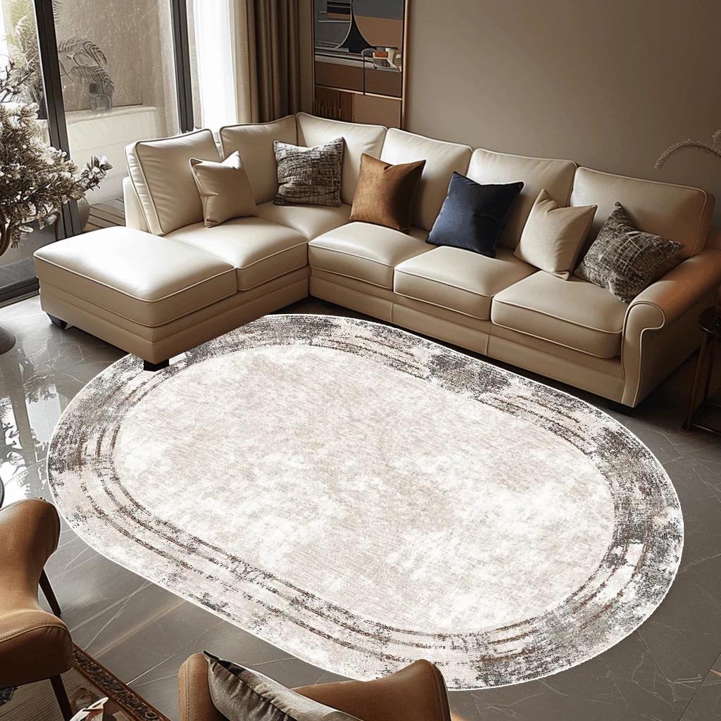 Luxury Oval Living Room Carpet Bedroom Carpets Modern Bedside Non-slip Floor Mats Home Decoration Study Sofa Area Rug Washable