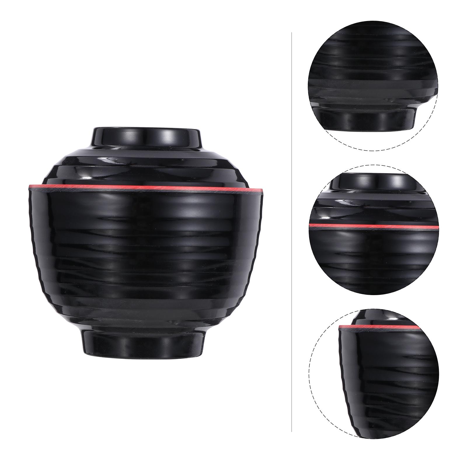 

3 шт. миска с крышкой набор для азиатского салата крышки нежный суп рамен меламин имитация фарфора ложки мисо