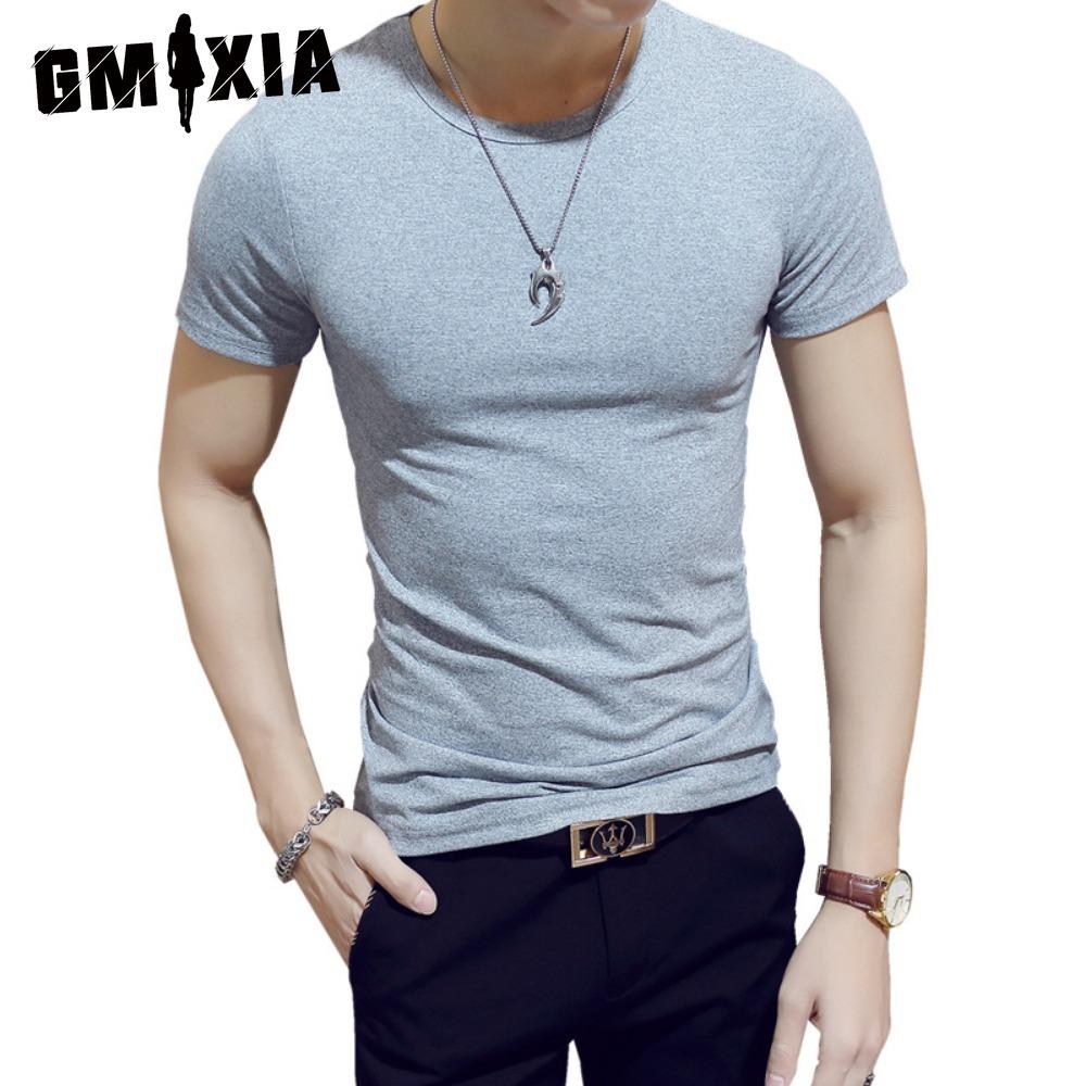 

GMXIA Мужская мода повседневный O-образный вырез однотонный принт Топы и футболки XXXXL светло-серый