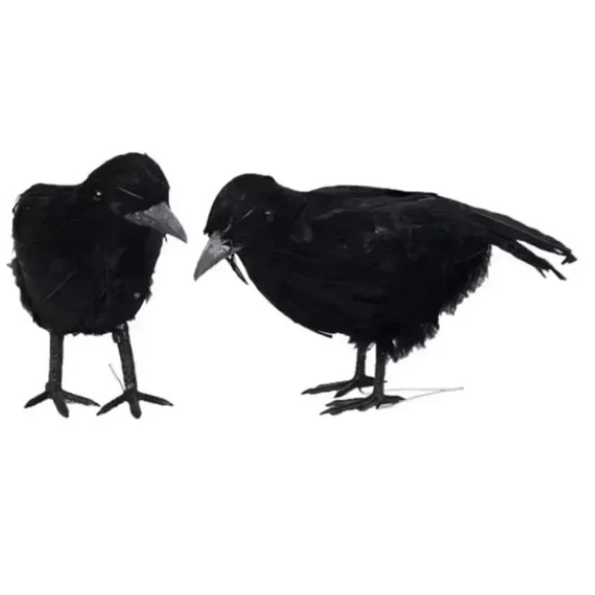 3 Pcs/set Black Crow Statues Sculptures Fake Bird Toys Feather Animal Festival Decoration Props Party Supplies Garden Decor