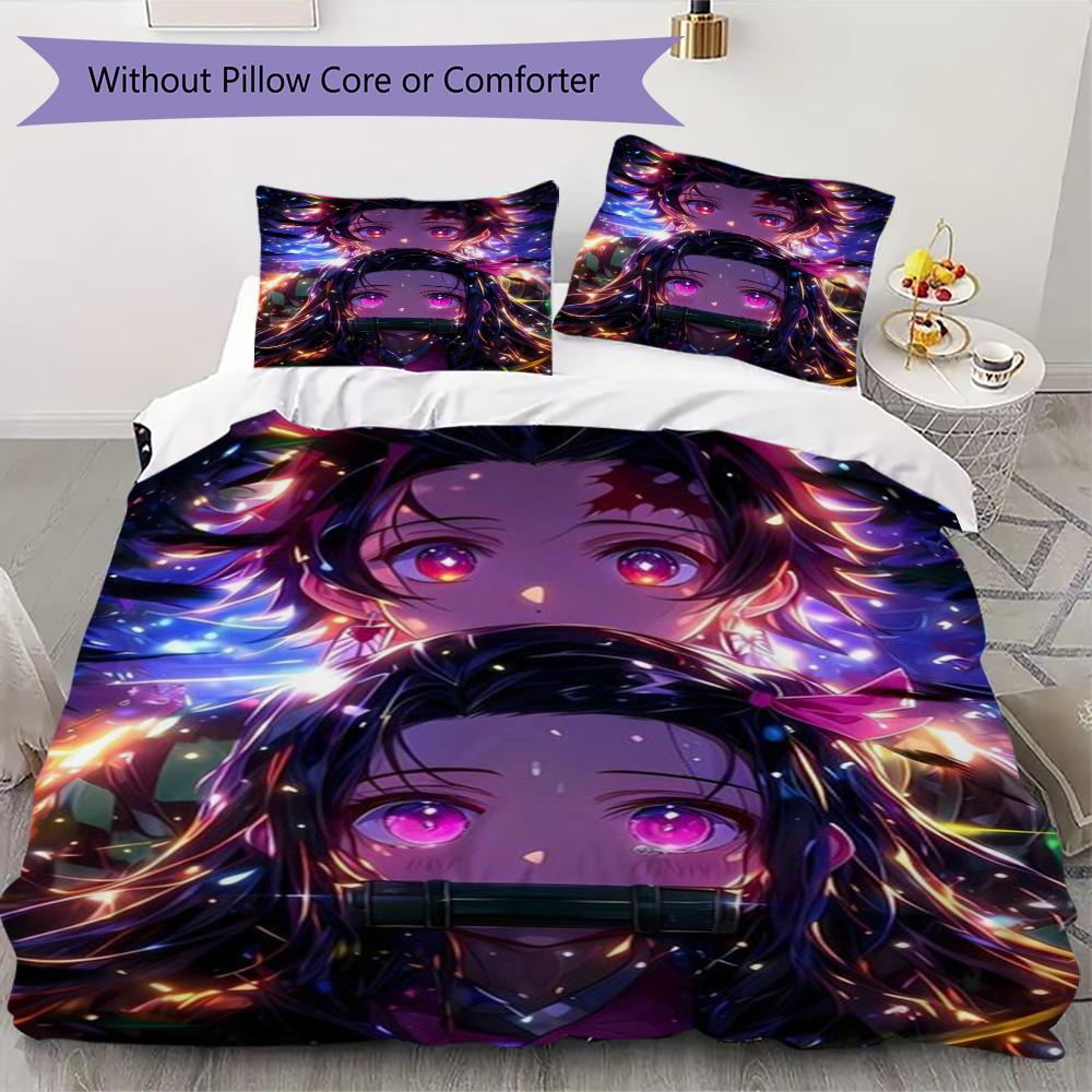 

Demon Slayer Pattern Bedding uilt Set uilt Cover Pillowcase Home Decoration Birthday Gift (1 * duvet cover + 2 * pillowcase without core) 135x200cm
