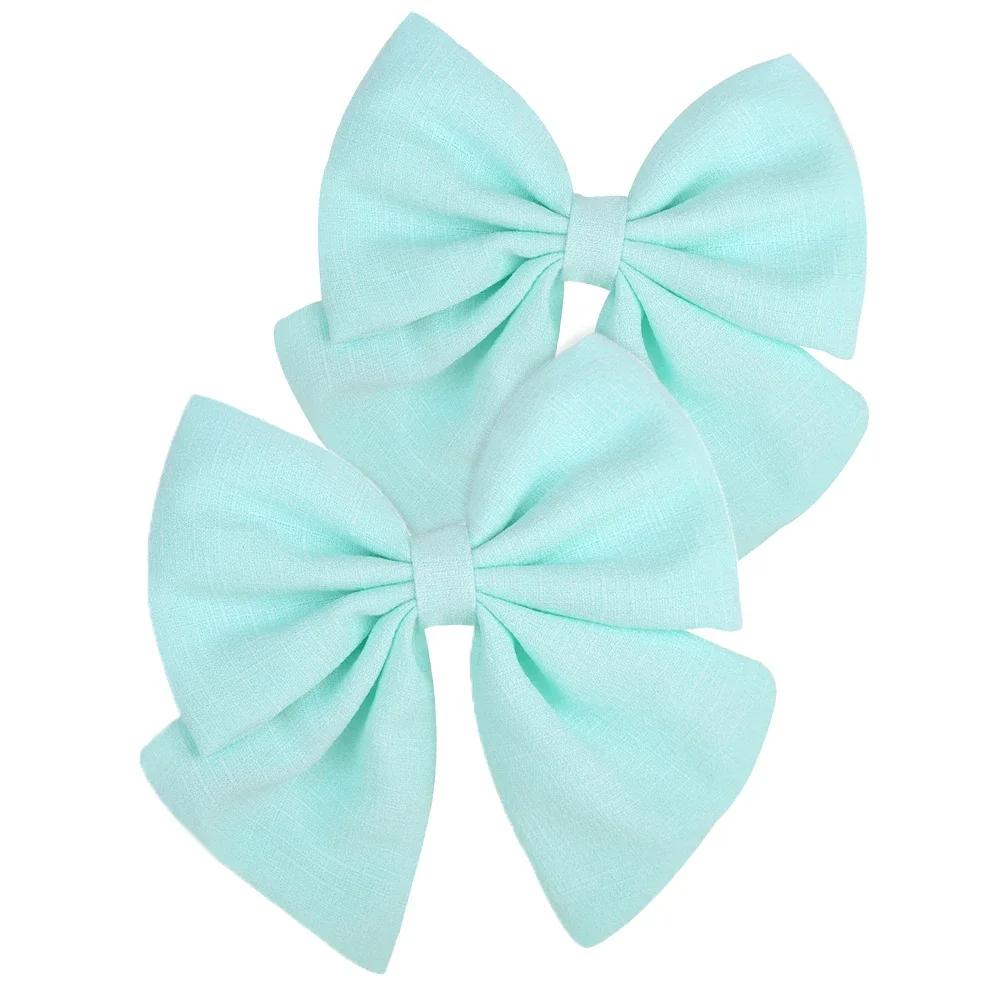 2 Pcs/lot Cute Solid Cotton Hair Bows With Clip For Girls Hair Clips Handmade Hairpins Barrettes Headwear Kids Hair Accessories