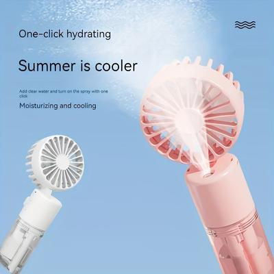 Portable Electric Fan with Hydration, Hydration Instrument Fan, Mini Foldable Mist Humidifier Fan, USB Rechargeable Handheld Electric Fan