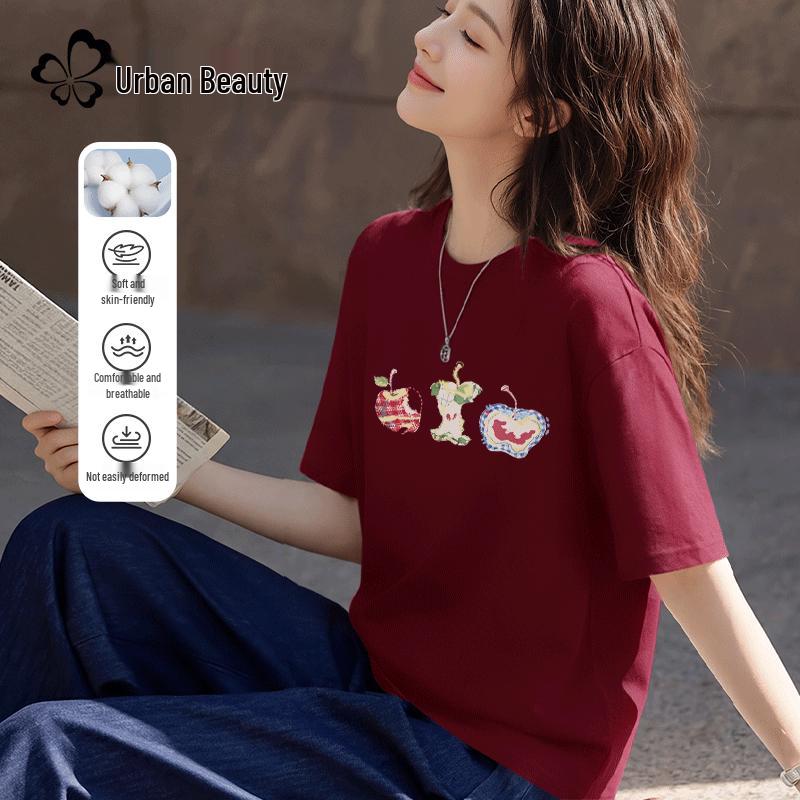 

Women s Loose Pure Cotton Short Sleeve T-Shirt 2XL