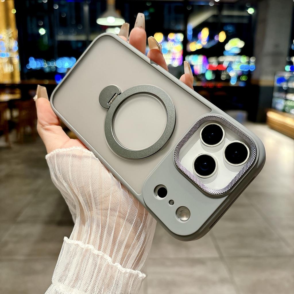 Applicable To Iphone17 Skin-sensitive Magnetic Suction Bracket, Mobile Phone Case, Matte Apple 16PRO Metal Lens Protective Case 15.
