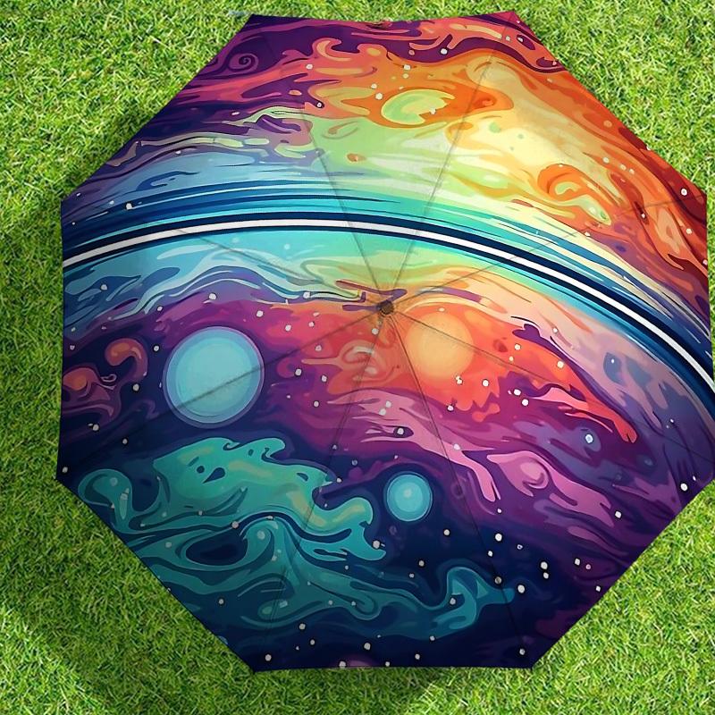 Colorful Galaxy Art Umbrella: Auto-Opening & Closing, Outdoor Protection, Lightweight and Durable Travel Accessory 129