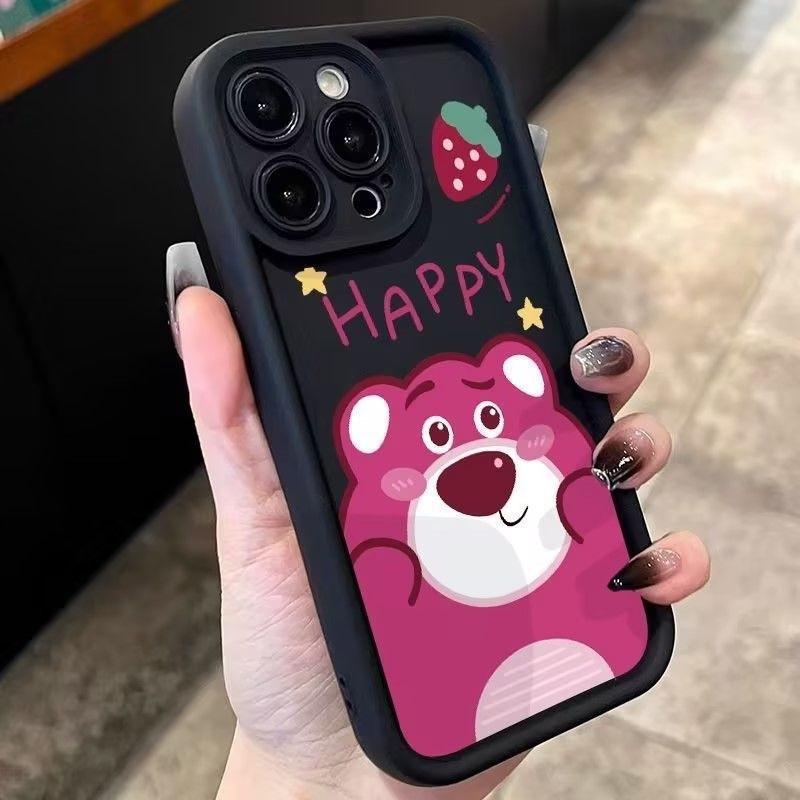 Cartoon pink bear for iPhone16Promax mobile phone case 15 soft case 14 cartoon 13 cute 12 all-inclusive