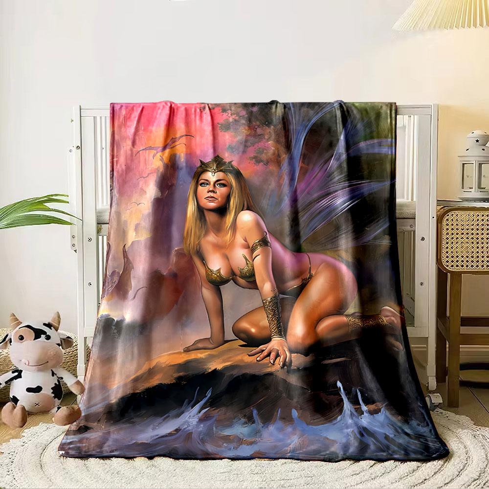 Fantasy Warrior Princess Blanket for all seasons blanket lunch break throw gift
