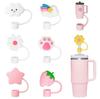 Cute Creative Cartoon Christmas Straw Cap Splash Proof Dust Cover Reusable Universal Beverage Straw Topper 10MM