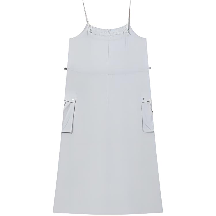 Fila Einfarbige Lässige Lockere Gerade Röhrenkleider Damenkleider Eisgrau F71W429301F-GY