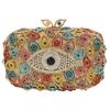 Deluxe Handwork Women Evening Bags Female Crystal Clutch Party Bags Handbags Gold Evil Eye Dinner Bags