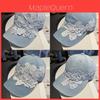 Waterwashed Cotton Denim Baseball Cap With Floral Embroidery For Summer Sun Protection