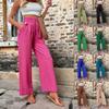 2026 Spring/Summer New Women's Solid Color Casual Pants Elastic High Waist Loose Long Pants