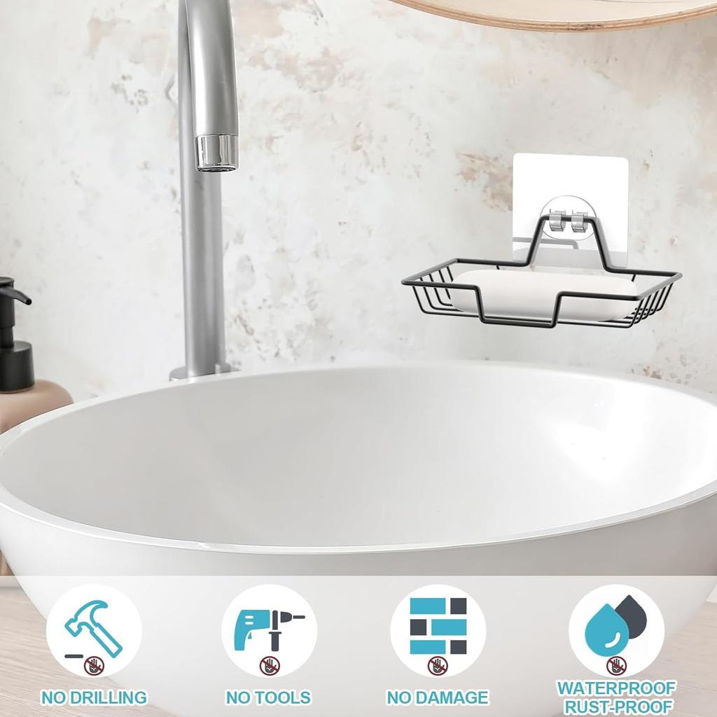 Uchwyt na mydelniczkę, uchwyt na mydelniczkę bez wiercenia, uchwyt na mydelniczkę ze stali nierdzewnej 304, mydelniczka ścienna Home Farmhouse