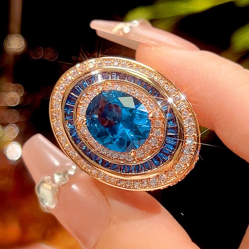 

Jewelry Simulation Blue Spinel Egg-Shaped Rose Gold Texture Set Bead Main Stone 10 * 12